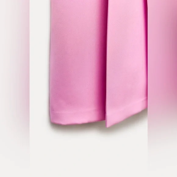 ZARA Rare Pink Wide Pleat Cape Midi Skirt w/ Zipper Closure Size Small Pink NEW